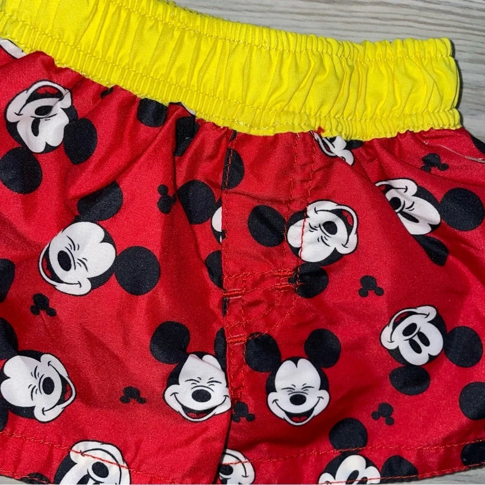 Disney Baby Baby Boys Swim Trunks 0–3 Months Red Mickey Mouse Print Mesh Lined
